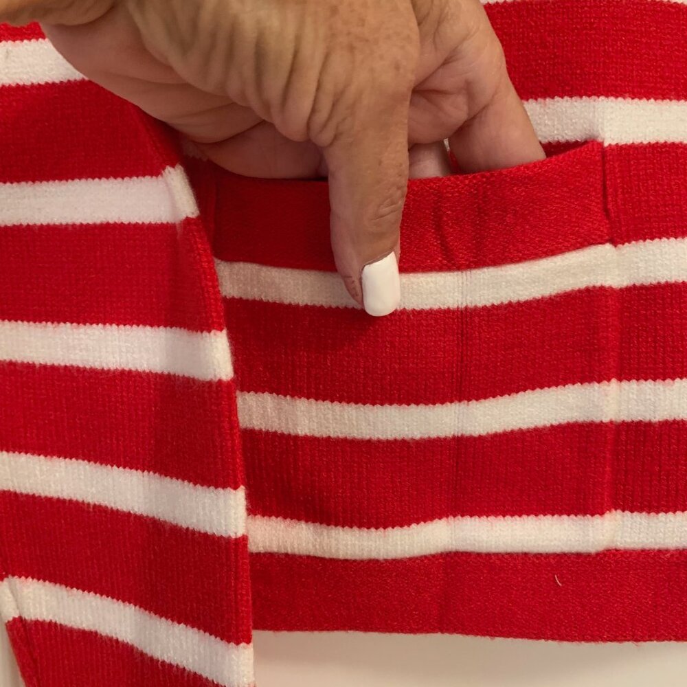 NWT LILLUSORY RED & WHITE STRIPE CARDIGAN SM - Picture 3 of 9